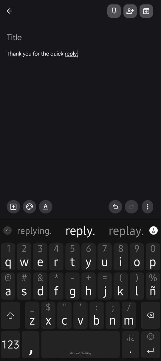 GroqBoard dictation button docked on the top row of Microsoft SwiftKey