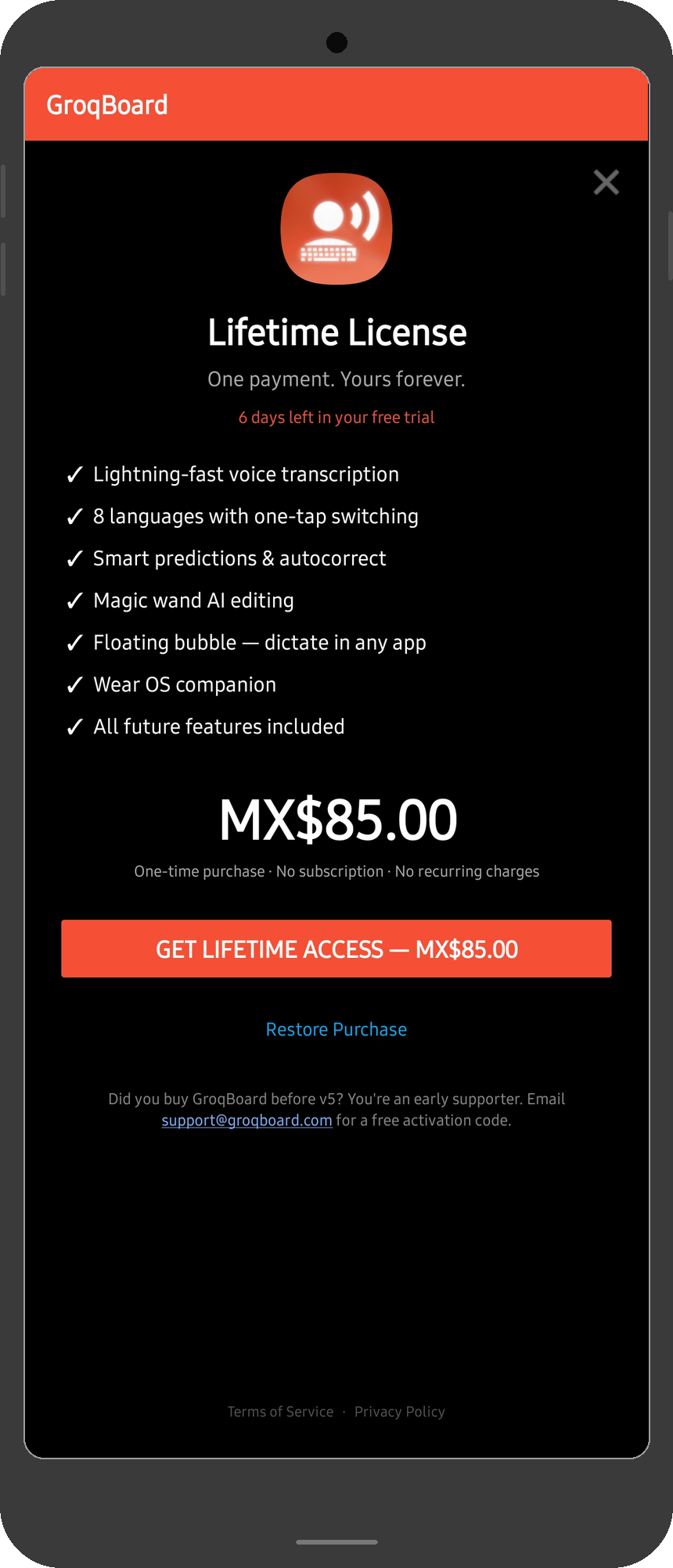 GroqBoard lifetime license - one-time payment, no subscription